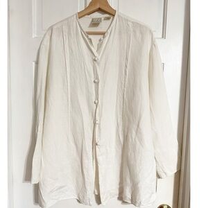 Liz Claiborne Studio Linen Tunic Top Shirt Sz M